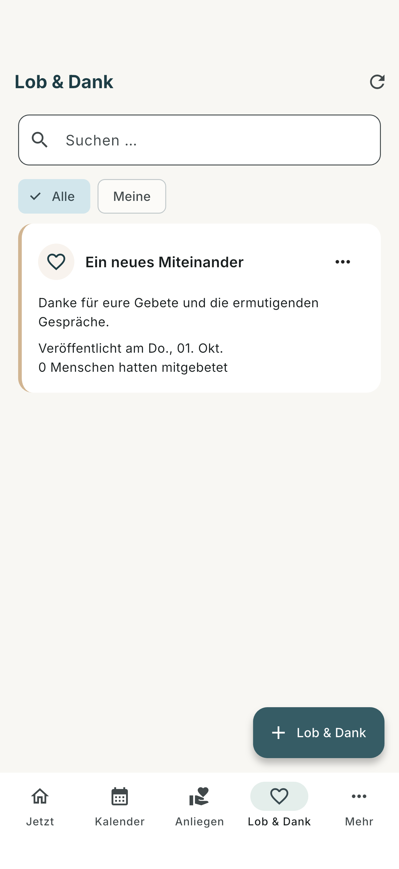 Lob und Dank in der StadtGebet-App